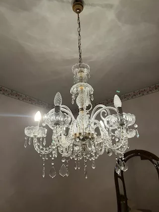 Lampadario Vetro Murano Trasparente bianco e gocce