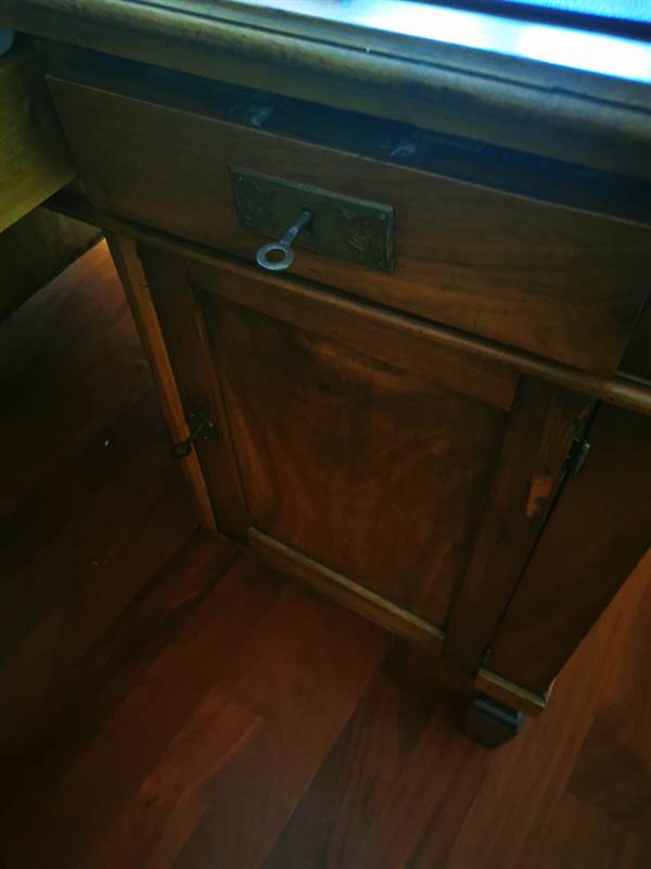 Scrivania antica in legno con piano in pelle - Foto 3