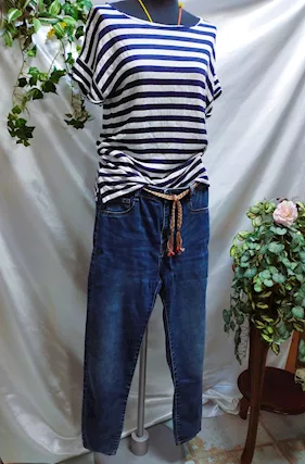 3 Pezzi - Jeans Donna Pantaloni Pull&Bear + Cintura Vintage