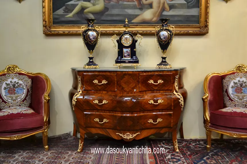 Commode-cassettone stile Luigi XV cm. 150 cm, in legno massello - Foto 1