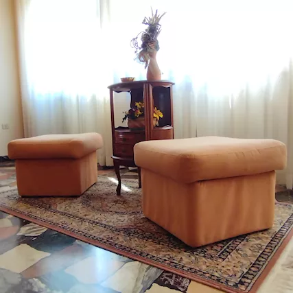 2 Pouf poggiapiedi cuscino sfoderabile imbottito, colore marrone - Foto 3
