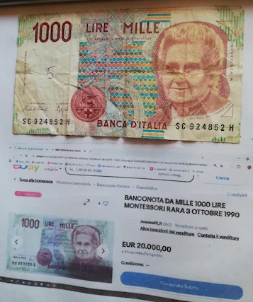 S banconota 1000 lire Montessori