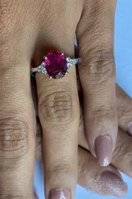 Anello oro 18kt. Con diamanti e tormalina 2,65, colore G - Foto 4