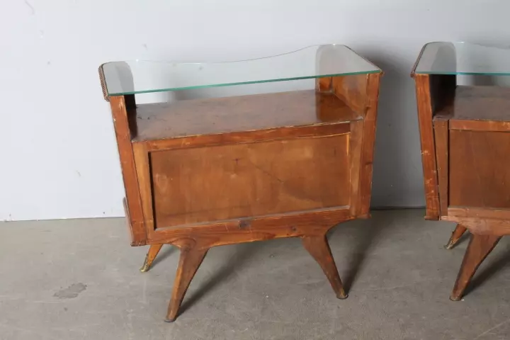 Antica Coppia comodini 1945 art deco noce. Milano . Top, in legno - Foto 12