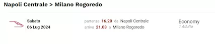 Napoli milano italo 6 luglio ore 16.20 (ferma anche a roma)