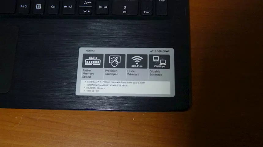 Foto 3Acer I5 Vers. Turbo 8GB RAM HD 1TB Geforce 2GB, modello Acer A315
