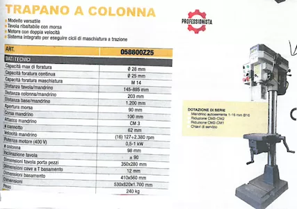 Trapano a colonna LTF con tavolo