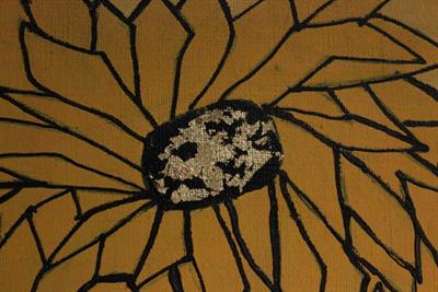Quadro olio su tela, vaso di fiori gialli con foglia d'oro - Foto 4