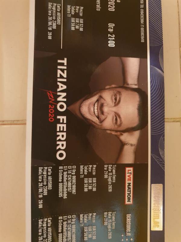 Biglietto concerto Tiziano Ferro Roma
