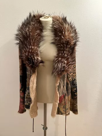 Giacca in pelle Roberto Cavalli con collo in volpe, taglia l - Anteprima 3