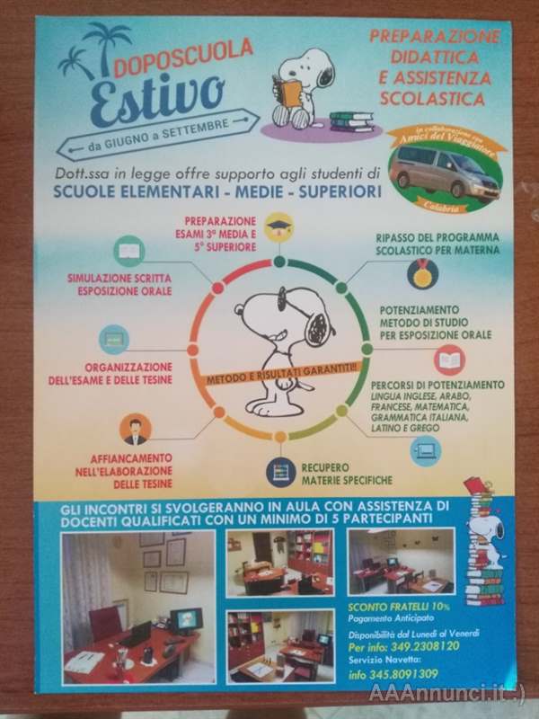 Doposcuola estivo elementari e medie tutte le materie