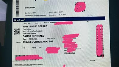 2 biglietti BNL roma internazionale per oggi 16/05
