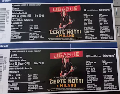 Ligabue San Siro 20/6/2026