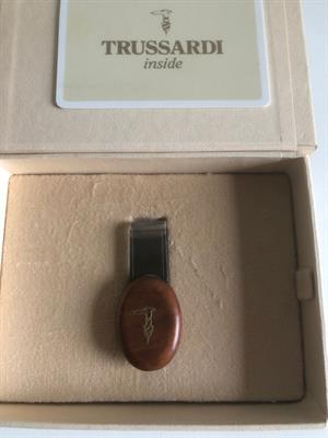 TRUSSARDI Inside - molla ferma banconote in argento e radica