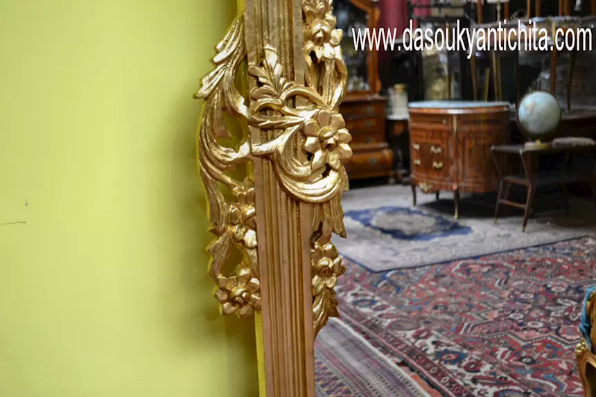 Specchiera dorata da terra alta 224 cm stile Barocco, in legno - Foto 6