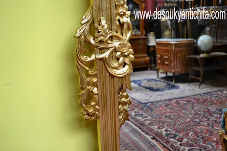 Specchiera dorata da terra alta 224 cm stile Barocco, in legno - Anteprima 6
