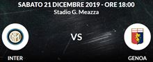 2 biglietti Inter Genoa Sab 21 Dic 18:00 Primo Arancio
