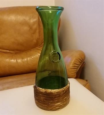 Caraffa vintage per vino in vetro - con corda di canapa