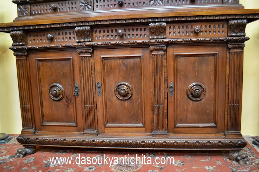 Libreria-credenza metà del XX secolo stile Rinascimento - Foto 8