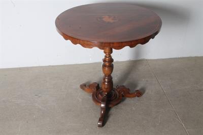 Antico raffinato tavolo tondo Carlo X 1840 Umbria noce