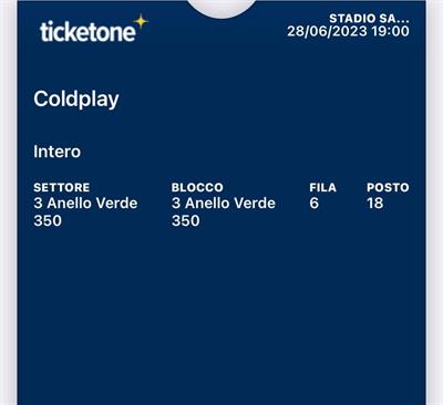Biglietto Coldplay