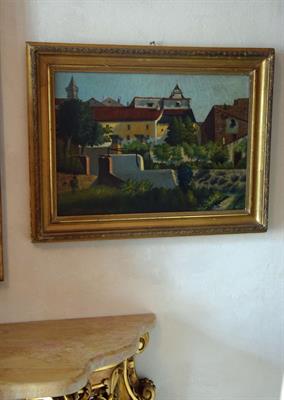 Dipinto antico, paesaggio di fine 1800, GRASSIS, in legno - Foto 2