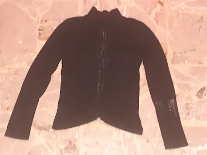 Maglia basic Dolcevita traforata in microfibra elasticizzata, colore nero - Foto 3