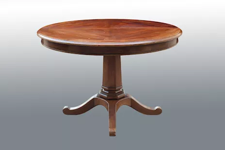 Tavolo rotondo vintage design Carlo X in mogano