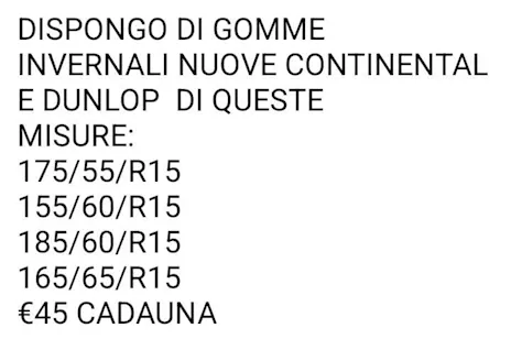 Dispongo di gomme invernali nuove Continental e Dunlop
