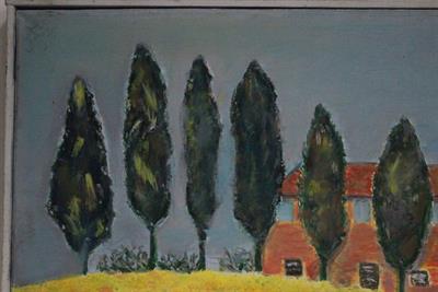Quadro olio su tela con cornice, campo di grano e lavanda - Foto 5