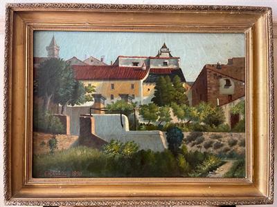 Dipinto antico, paesaggio di fine 1800, GRASSIS
