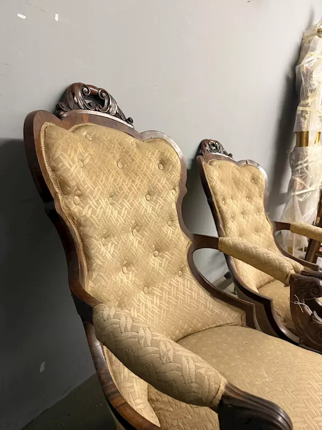 Antica coppia di poltrone da riposo, metà '800, 100x70 cm - Foto 9