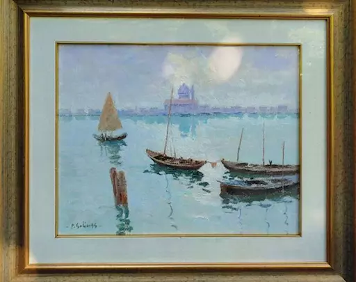 Quadro antico olio su tela Paolo Solinas Venezia