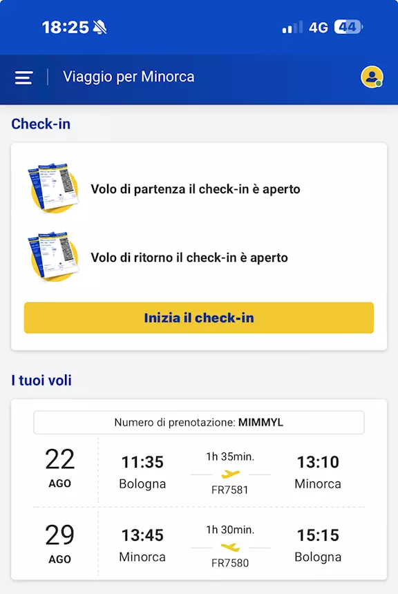 Biglietti aerei per due persone per minorca