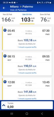 Last second Malpensa Palermo e ritorno