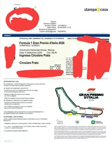 2 biglietti F1 MONZA 2026