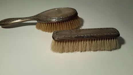 Spazzola per capelli + spazzola per abiti in argento