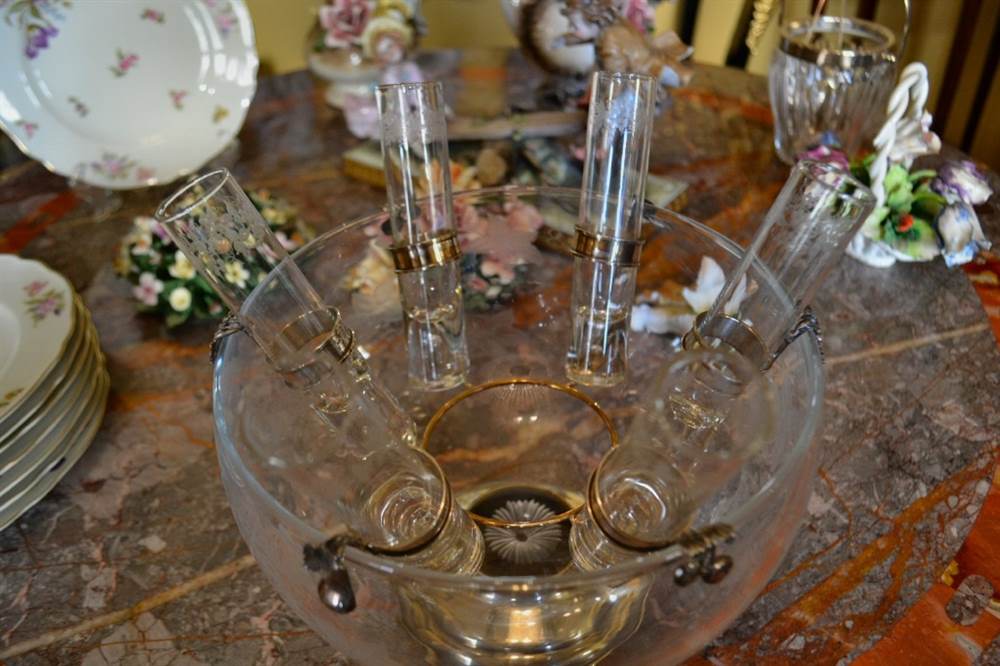 Set da caviale e vodka in vetro e argento 800 Renato Raddi, in ottime condizioni - Foto 3