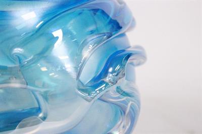 Vaso a sfera in vetro di Murano azzurro firmato Costantini, peso 5 kg - Foto 4