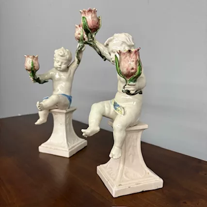 Antica coppia di putti a candelabri Angelo Minghetti Bologna