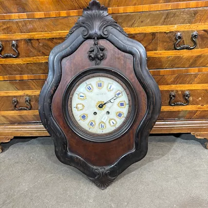 Antico Orologio da parete “Occhio di bue “noce e palissandro