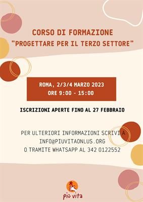 Corso di formazione - Progettare per il terzo settore