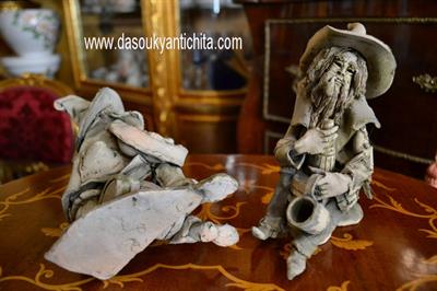 Coppia statuine anziani in terracotta firmate Caruso, in buone condizioni - Foto 4