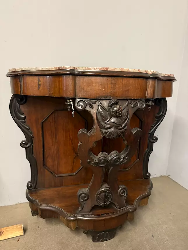 Antica console noce Luigi Filippo, '800, Napoli, 100x103x43 cm