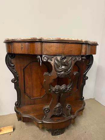 Antica console noce Luigi Filippo, '800, Napoli, 100x103x43 cm