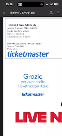 2 biglietti Tiziano Ferro
