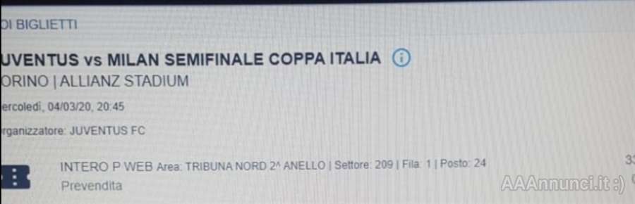 Biglietti Juventus-Milan