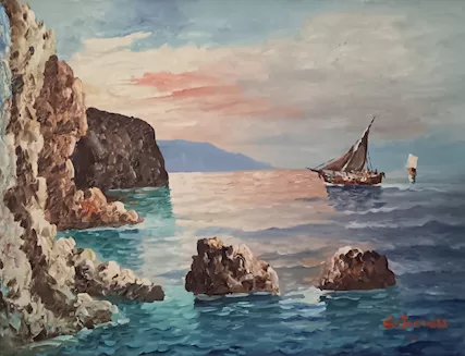 Quadro dipinto olio su cartone (C. Piccolli)