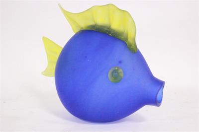 Scultura di pesce blu in originale vetro di Murano