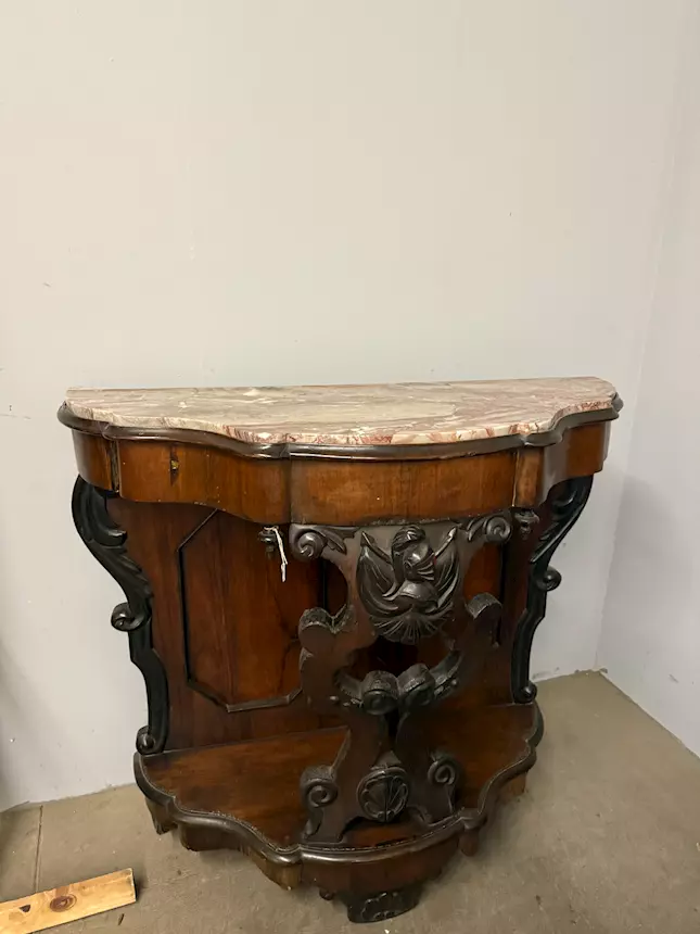 Antica console noce Luigi Filippo, '800, Napoli, 100x103x43 cm - Foto 5